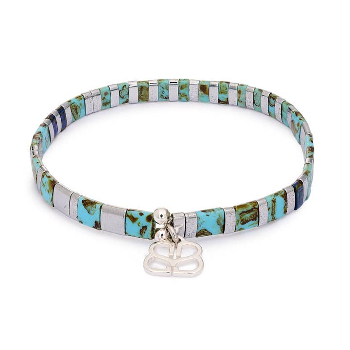 Dreamlover Silver & Turquoise Tila Bracelet for wholesale by Boho Betty