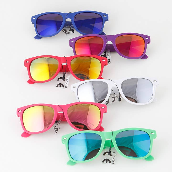 MIX KIDS Bright Matte Mirrored Sunglasses for wholesale on Faire
