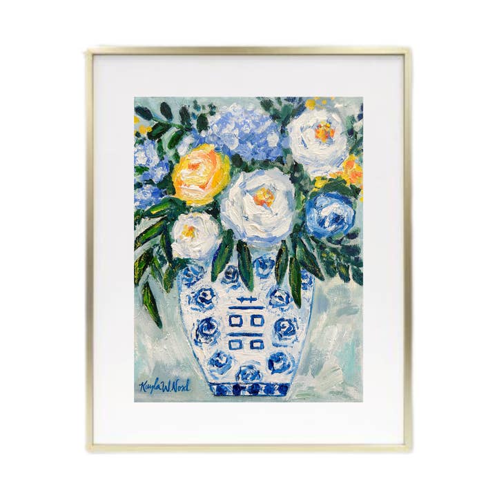 "Floral Ginger Jar 5" (PRINT) for wholesale by Kayla Weber Art