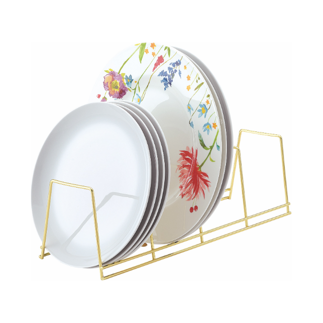 Gold 4-Section Brass Plate Rack for wholesale on Faire0