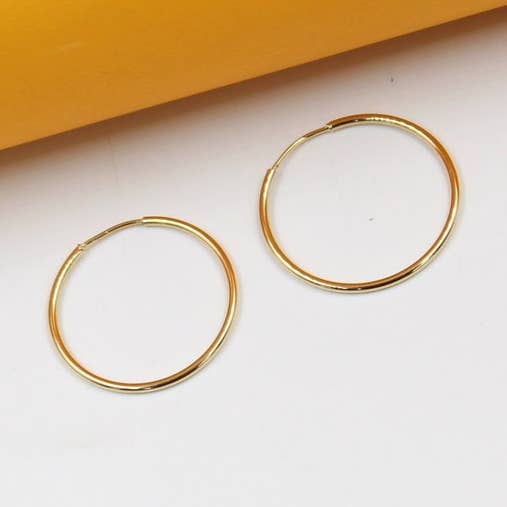 18K Gold Filled Thin Endless Hoop Earrings (K108) for wholesale by MIA Jewelry