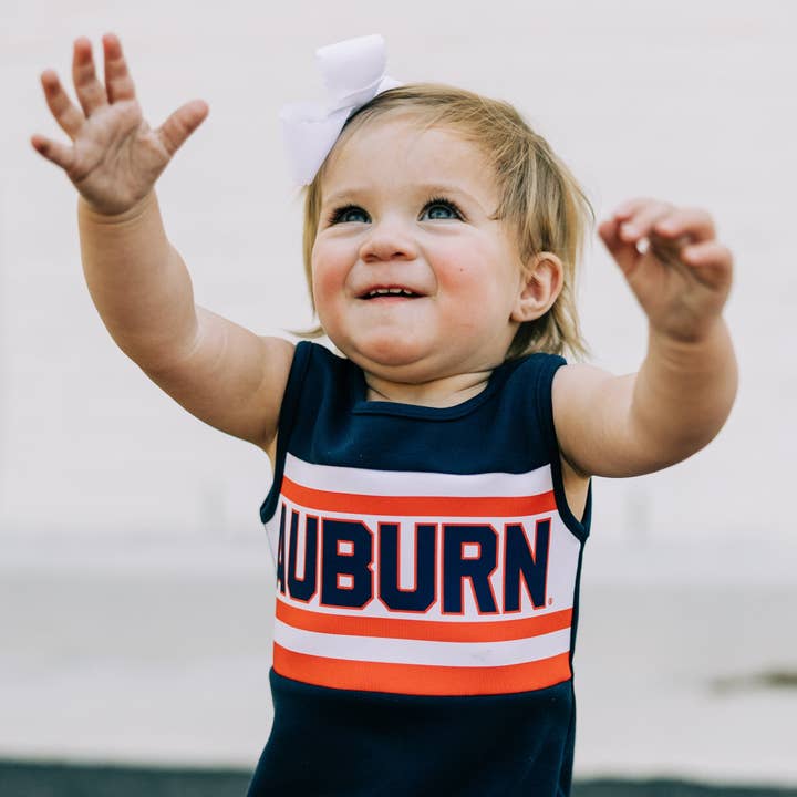 Scarlet & Gold - Wholesale Athletic Dress - Kids - The Auburn University | Navy Striped Cheer Dress2