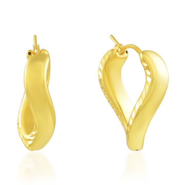 Tekstureret Foglia Huggies (Guld Vermeil) for engroshandel hos Arvino