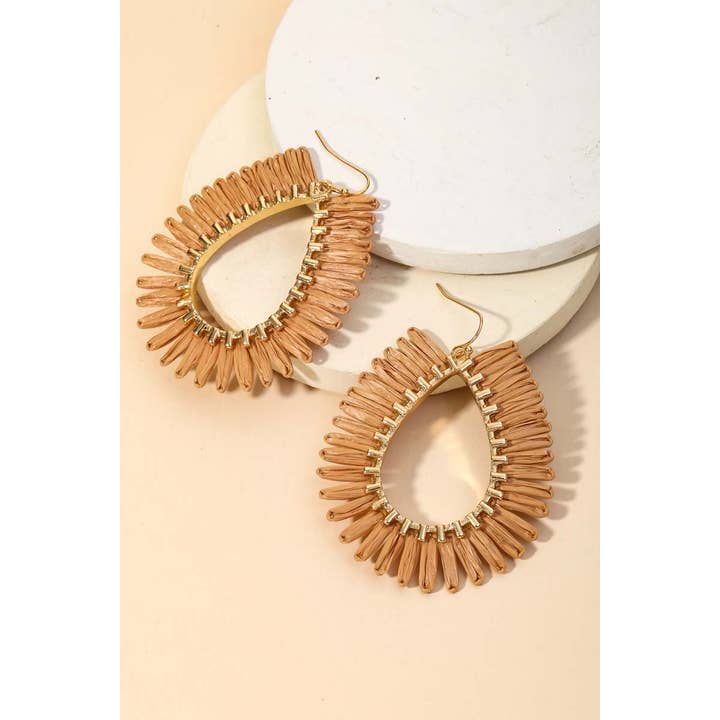 Anarchy Street - Wholesale Hoop Earrings - Raffia Fan Teardrop Earrings