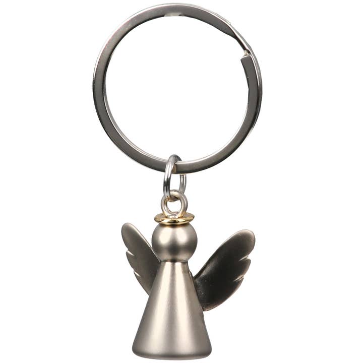 Schlüsselanhänger Engel Ellisa silberfarben H. 7 cm, VE 12 für den Großhandel von Gilde Handwerk Macrander GmbH & Co. KG