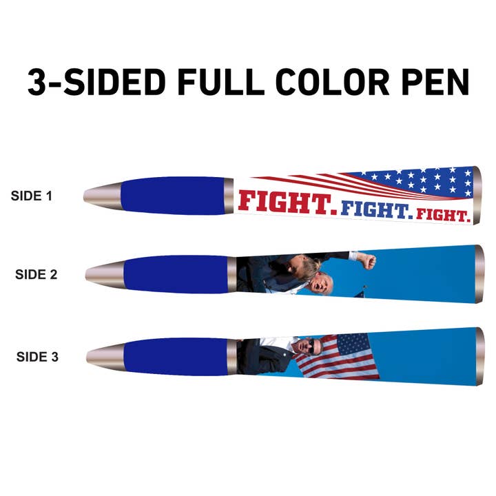 GMG Works - Wholesale Pen - Trump Shot "Fight. Fight. Fight." Ballpoint Pen, 3-Sided