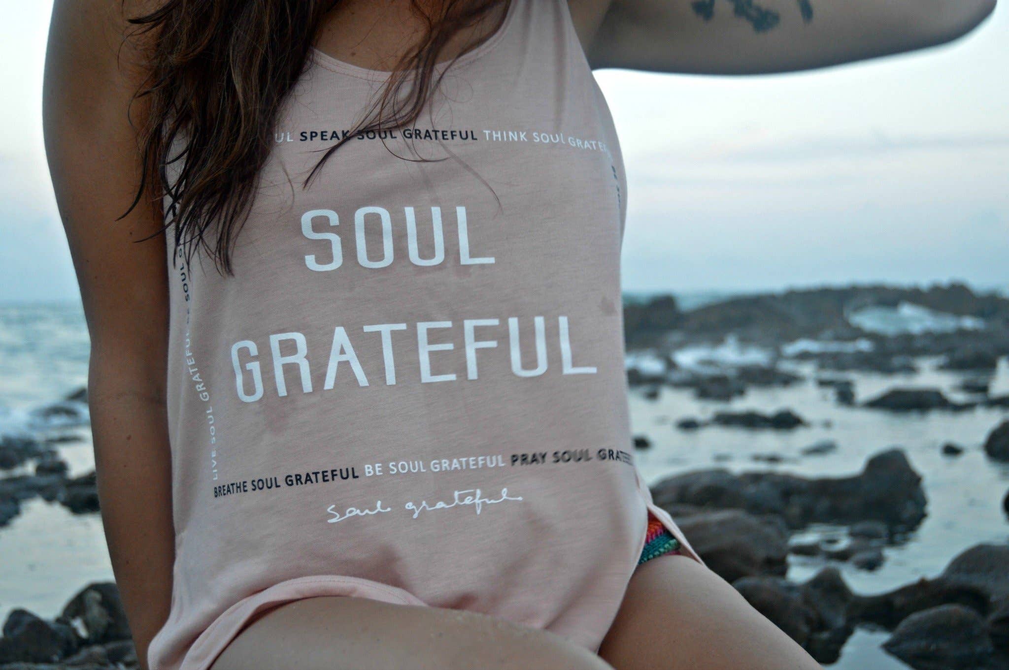 Peach The Soul's Daily Chants Flowy Side Slit Tank for wholesale on Faire6