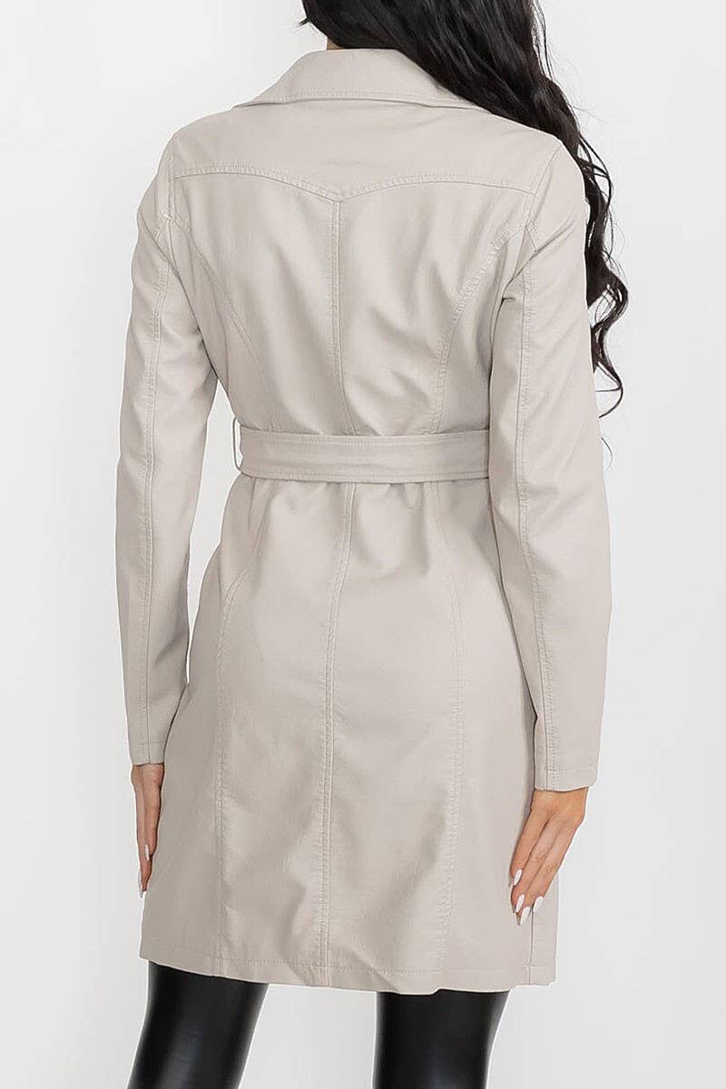 ROUSSEAU – wholesale Motorcykeljacka - Dam – PU LÄDERIMITATION KNAPPSTÄNGNING DRAPERAD HALSJACKA5