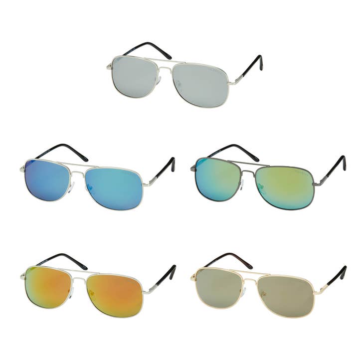7876-NEW - Polarizzato- Occhiali da sole aviator quadrati in metallo polarizzato. per la vendita all'ingrosso da parte di Blue Gem Sunglasses Inc