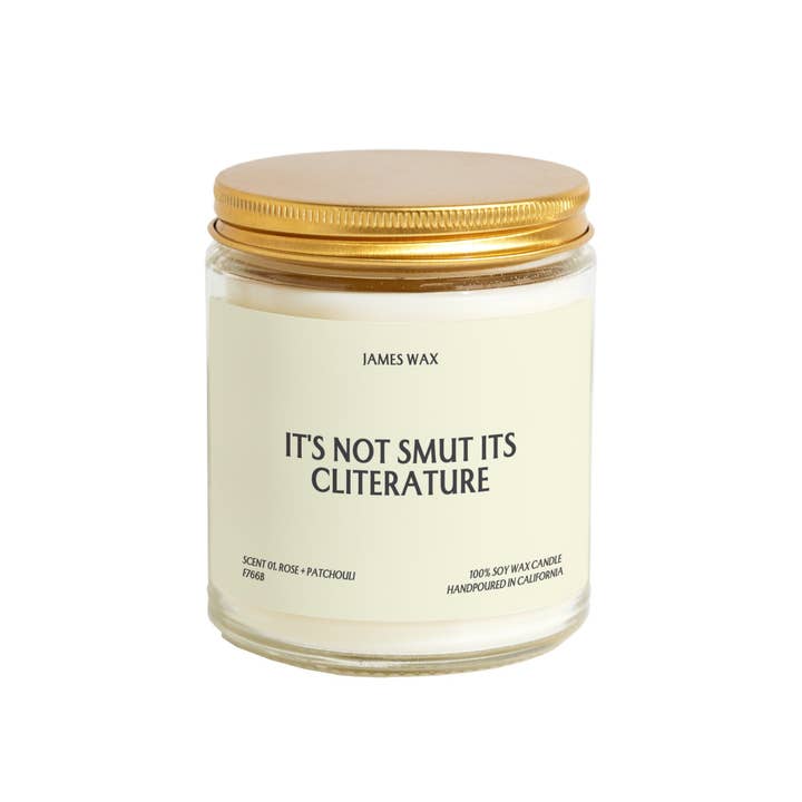 James Wax - Wholesale Jar/Filled Candle - Feminist Gift It's Not Smut its Cliterature Candle Feminist Gifts Women's Gift For Feminists F766B