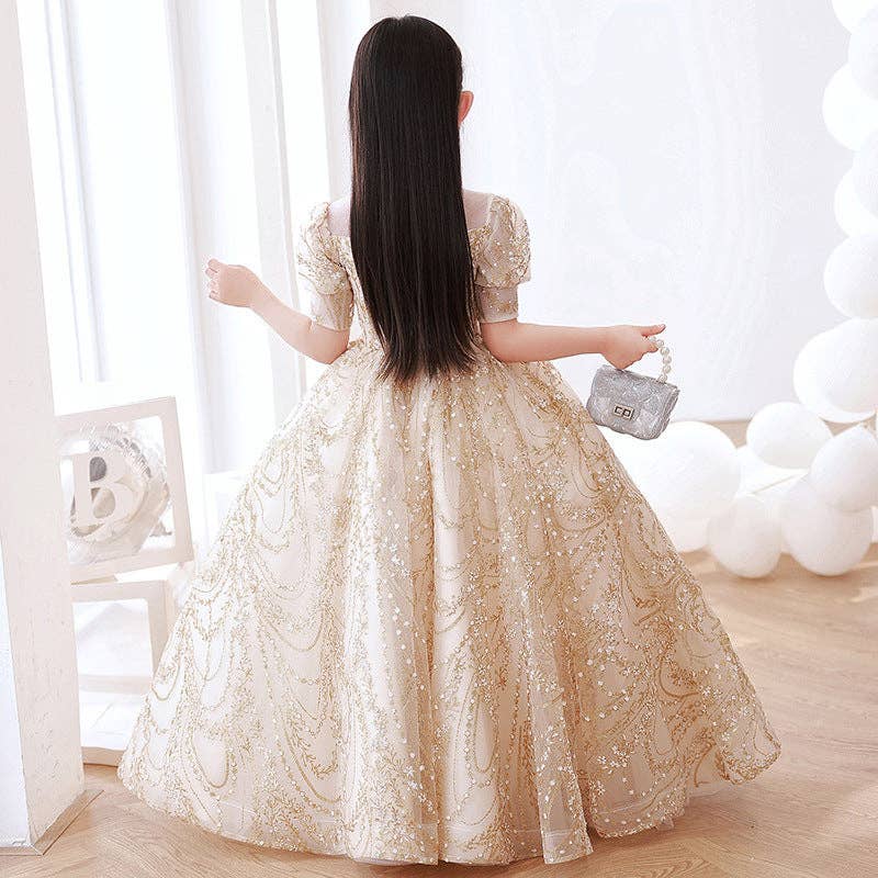 Gold Champagne Tulle Hostess Evening Gown For Girls: Perfect Attire For Piano Performances for wholesale on Faire2