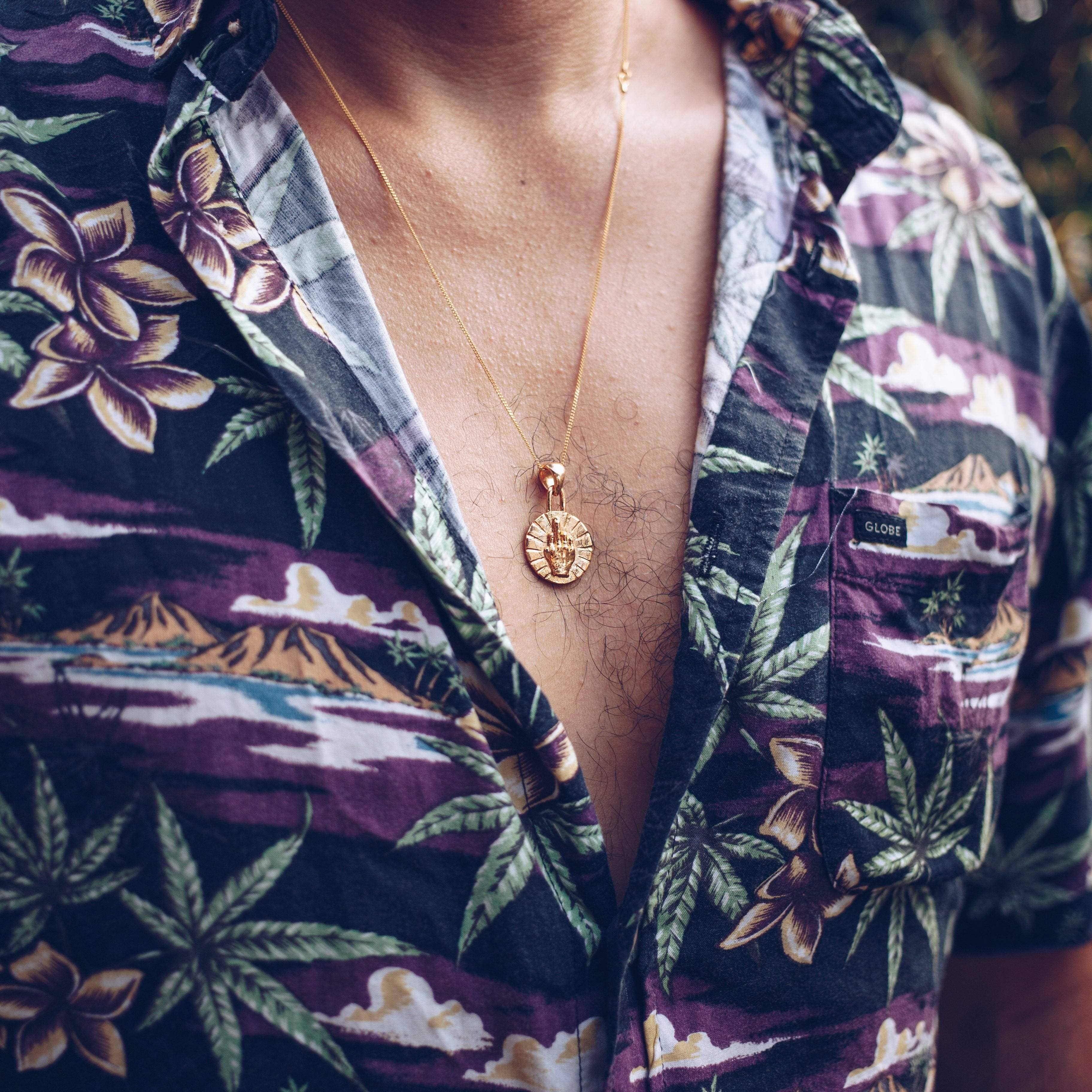 JewelryLab - Vendita all'ingrosso Collana con ciondolo/pendaglio - Collana con moneta dei migliori auguri, placcata oro 24 carati.6