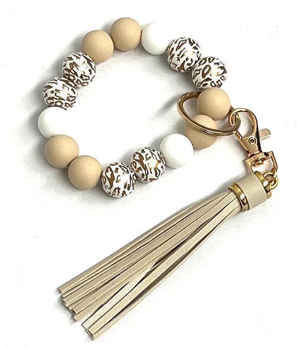Jewelry Max - Wholesale Charm/Dangle Bracelet - ( B093 )  WOOD AND RUBBER BEAD MIX WRISTBAND KEYCHAIN0