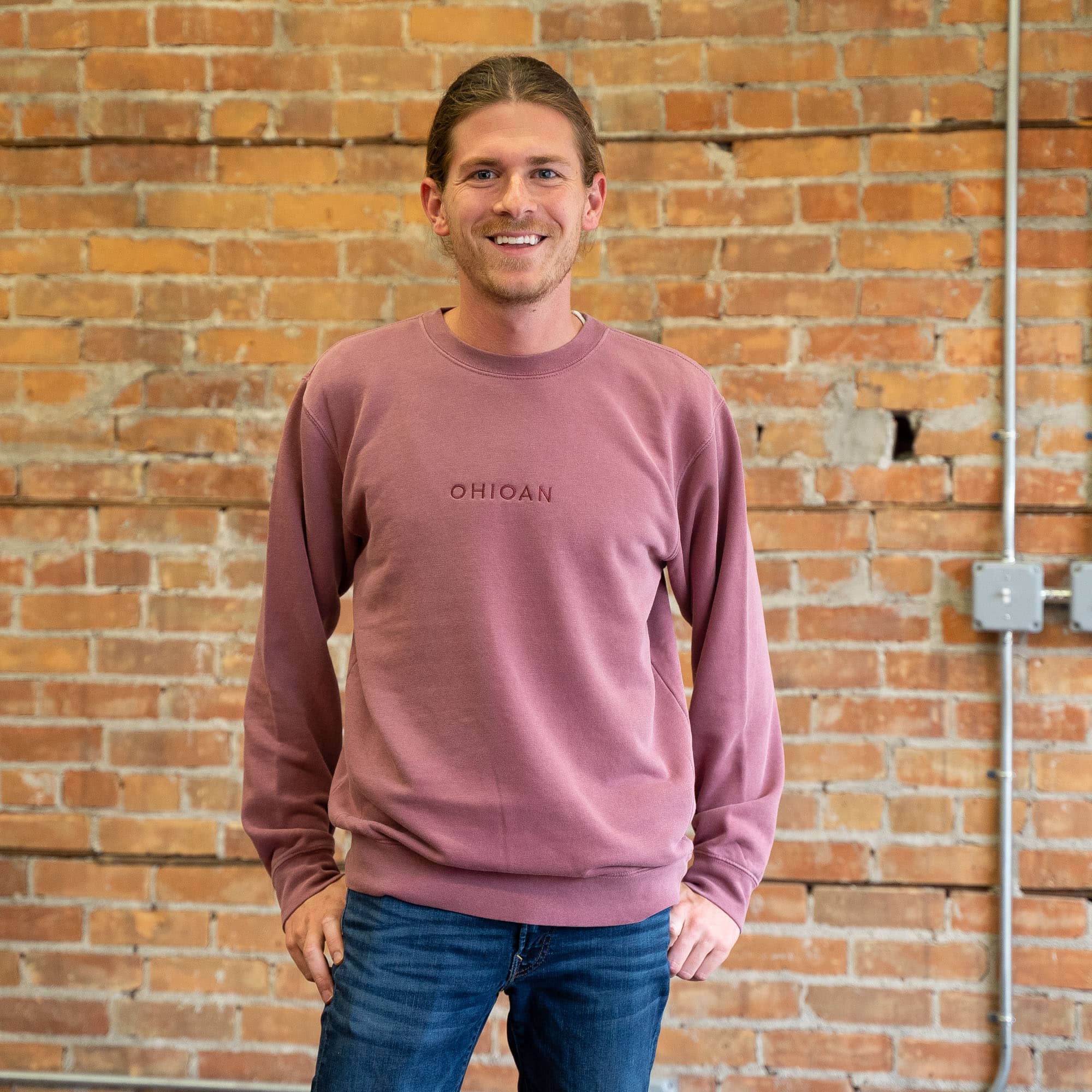 Jupmode - Wholesale Sweatshirt - Unisex - Ohioan Ohio State Pride Embroidered Sweatshirt (Maroon)1