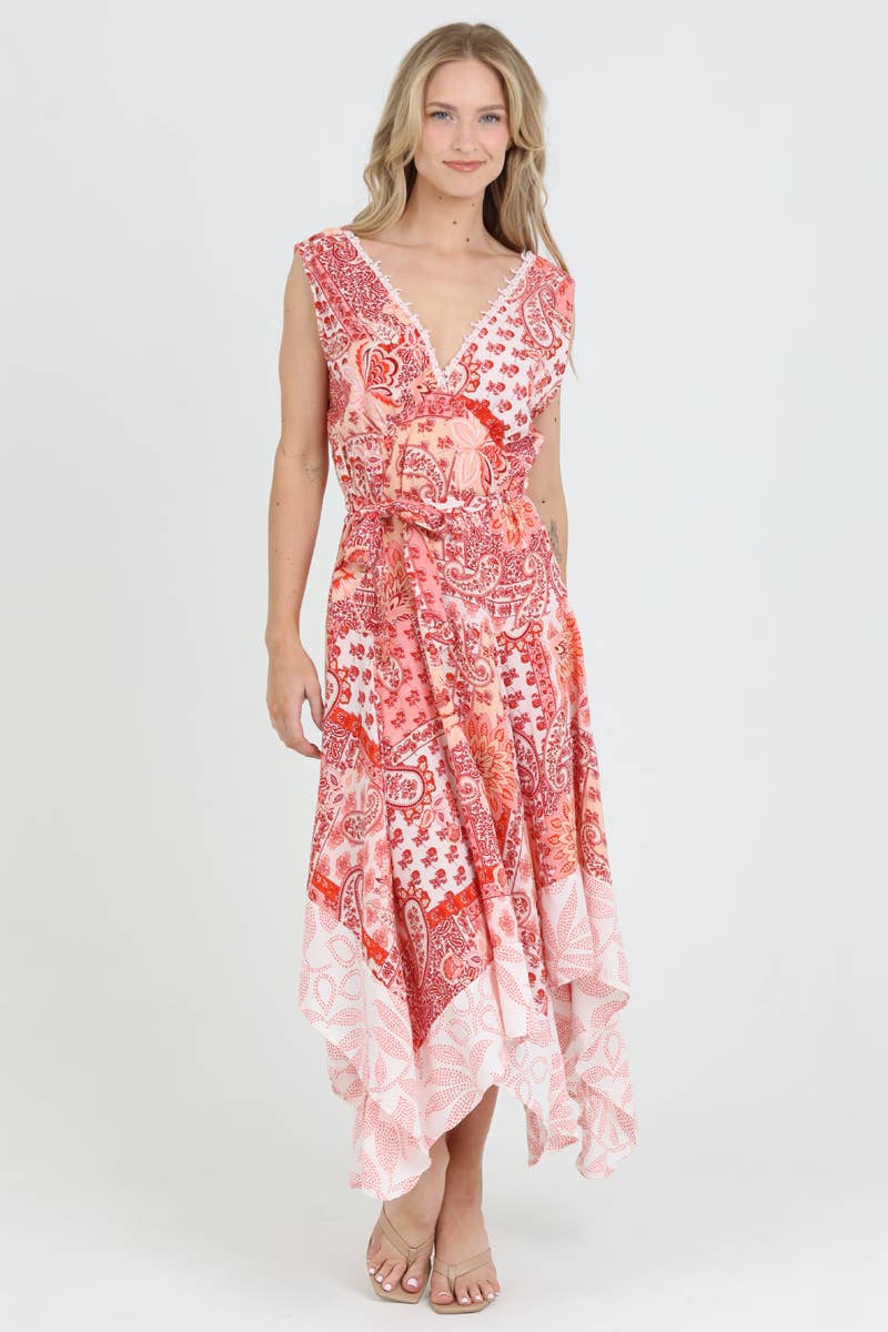 Nostalgia - Wholesale Dress - Women's - E1S31-W909 V NECK LACE TRIM MAXI DRESS WITH LACE TRIM AND DI8