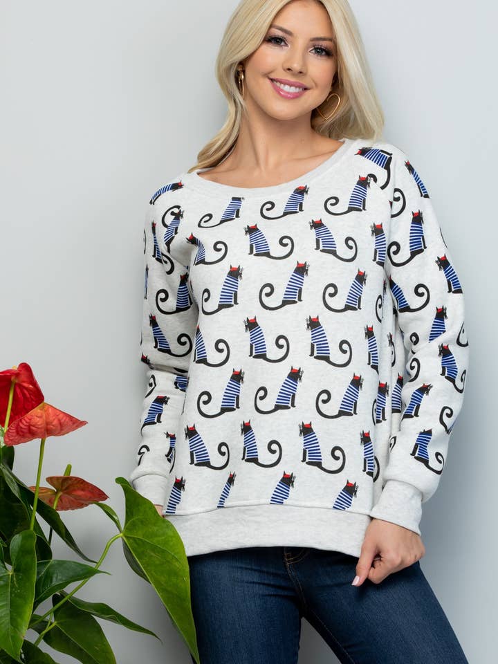 Sweatshirt mit französischem Katzenmuster für den Großhandel von LA Soul