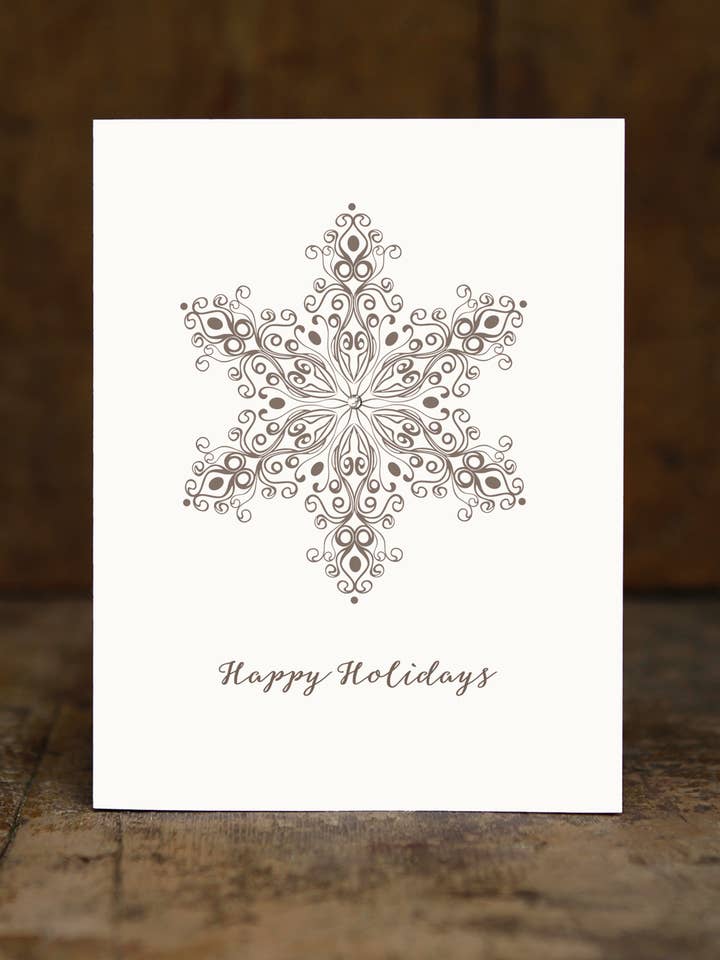 Snowflake Season's Greetings Card with Swarovski Crystal for wholesale by Sugarhill Card Co