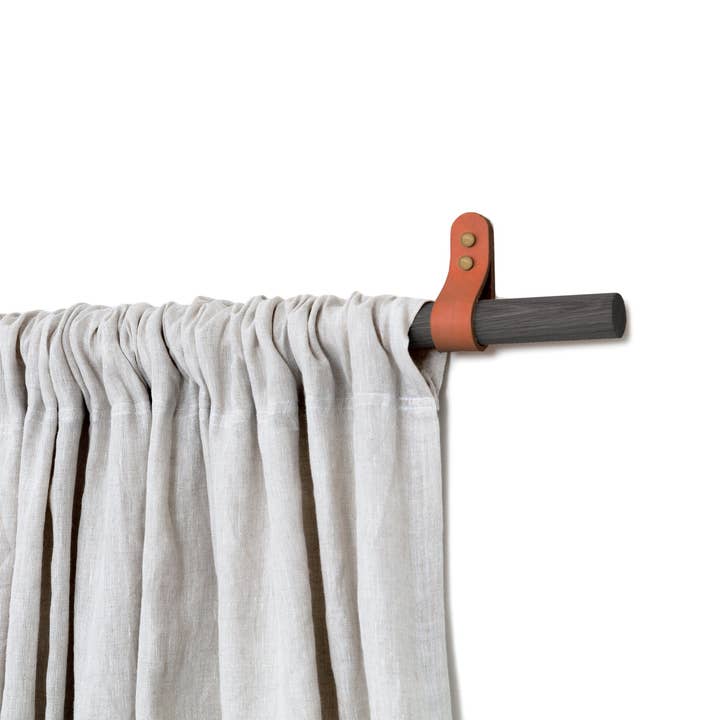 Roar Studio - Wholesale Curtain rod - Single Leather Curtain Pole 0-720cm / 0-283.5" (Natural Oak,3