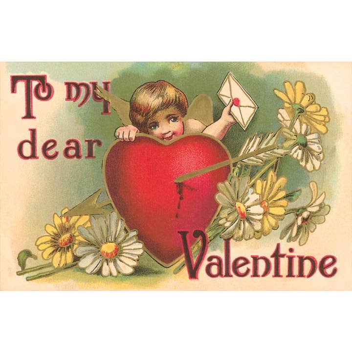 Greeting Card VL-24 To My Dear Valentine, Arrow in Heart, Cu for wholesale by Found Image Press