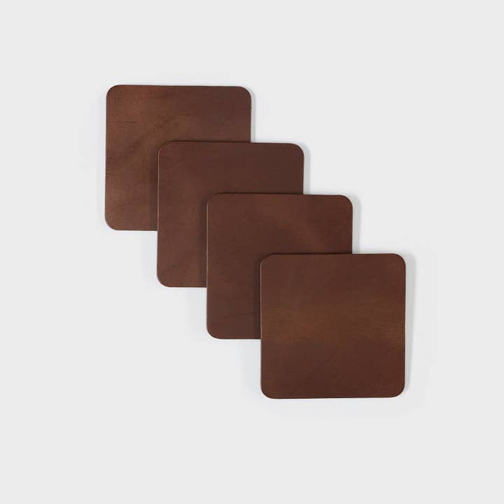 Leather Coasters - Oak Brown for wholesale by Acorn and Hide