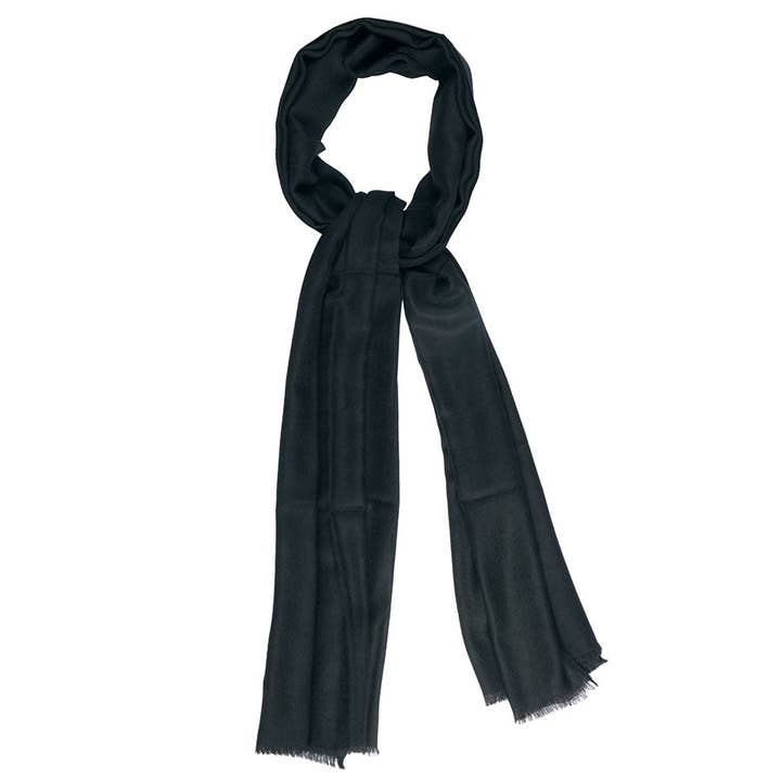 Jugnie Solid Black Shahbano Scarf, Cashmere Scarf for Women for wholesale by Continents Brands