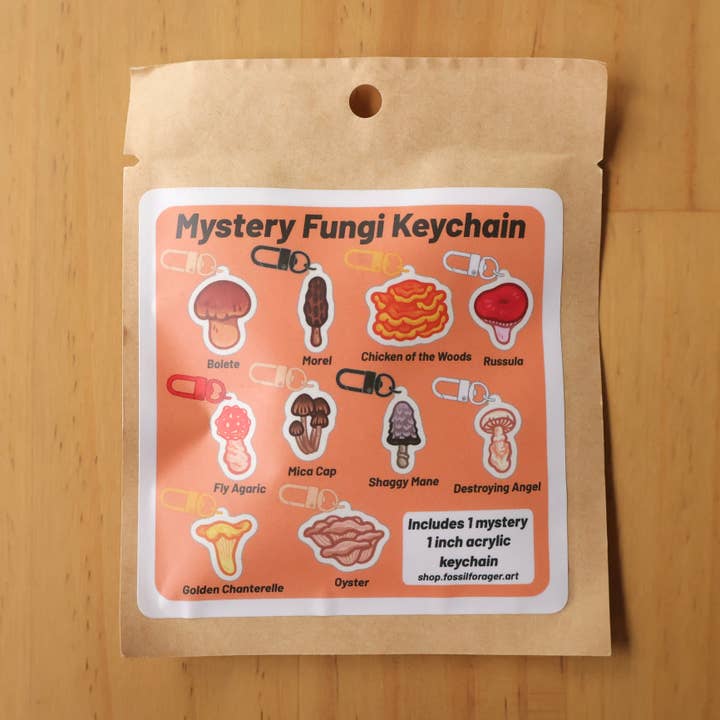 Mystery Mini Fungi Acrylic Keychain for wholesale by Fossil Forager