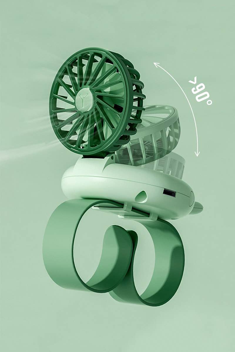 Cap Zone – Engroshandel Elektrisk håndholdt ventilator – Bunny Ear LED-lys Elektrisk ventilator Slap-armbåndsur5