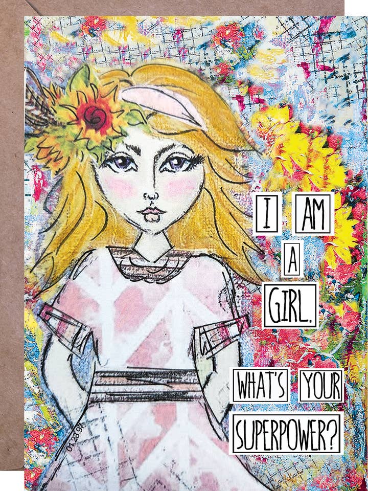 Ich bin ein Mädchen. Was ist deine Supermacht? - Grußkarte für den Großhandel von Redefining She