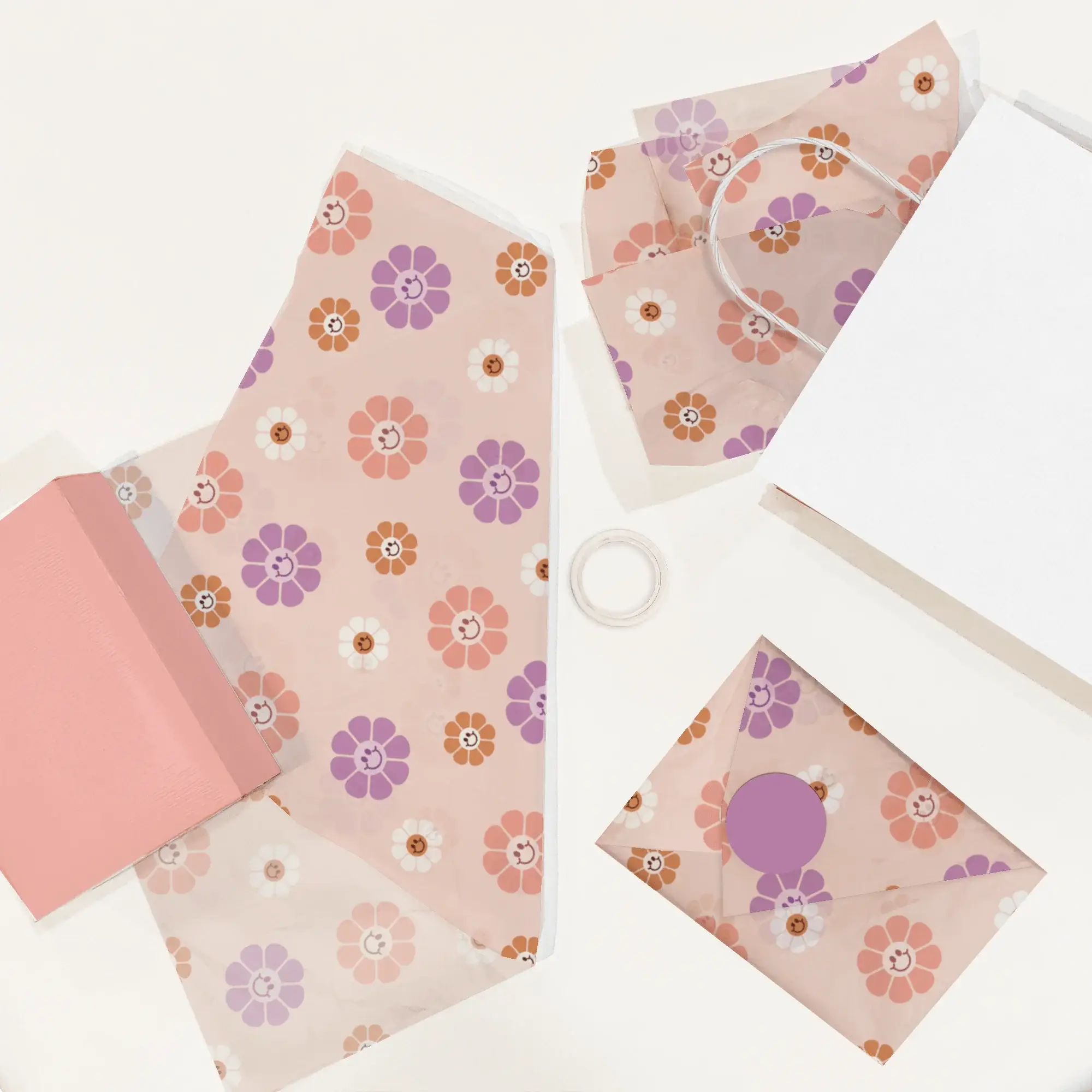 Eleven Fashion – Großhandel Seidenpapier – Bedrucktes Seidenpapier von Groovy Flowers für Geschenktüten3