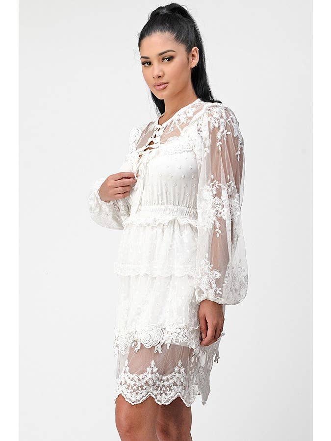 SHOP17 - Wholesale Dress - Women's - Lace crochet mini dress 4543D-A2