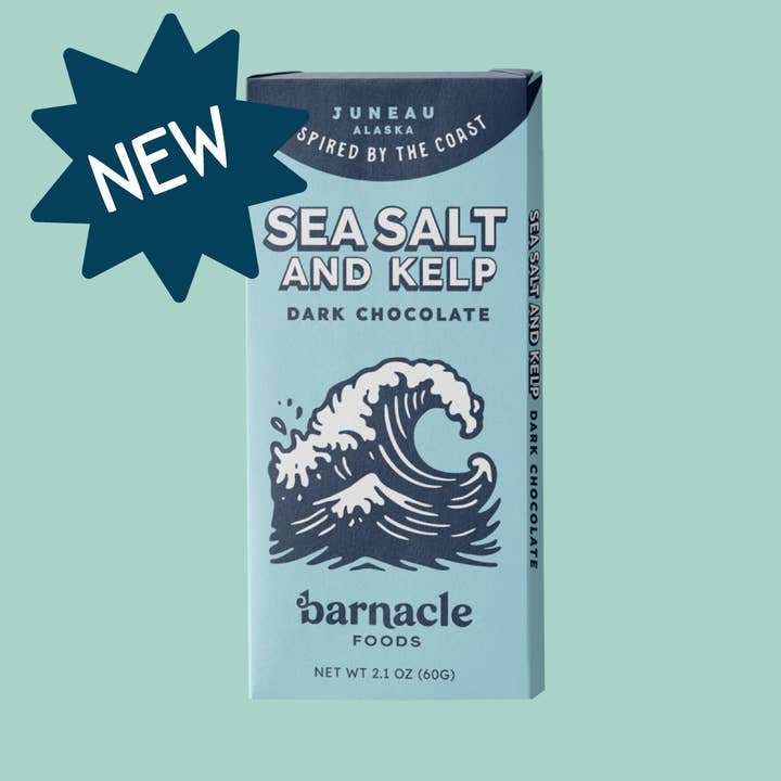 Sea Salt & Kelp Dark Chocolate Bar (2.1 oz) for wholesale by Barnacle Foods