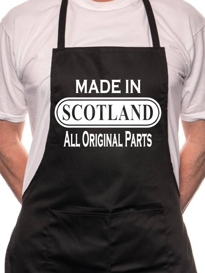 Adult Made In Scotland Scottish BBQ Cooking Funny Novelty Apron for wholesale by Print4U