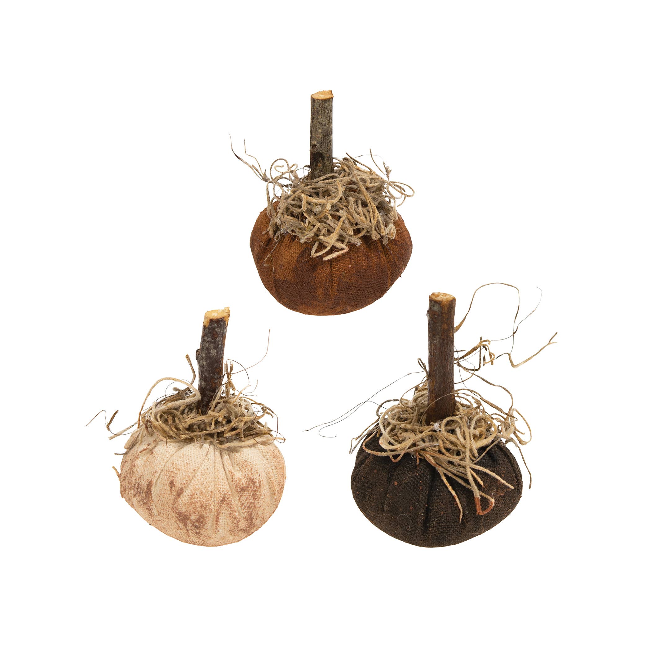 The Hearthside Collection - Wholesale Decorative Tabletop Object - Gathered Mini Pumpkins, 3 Assorted