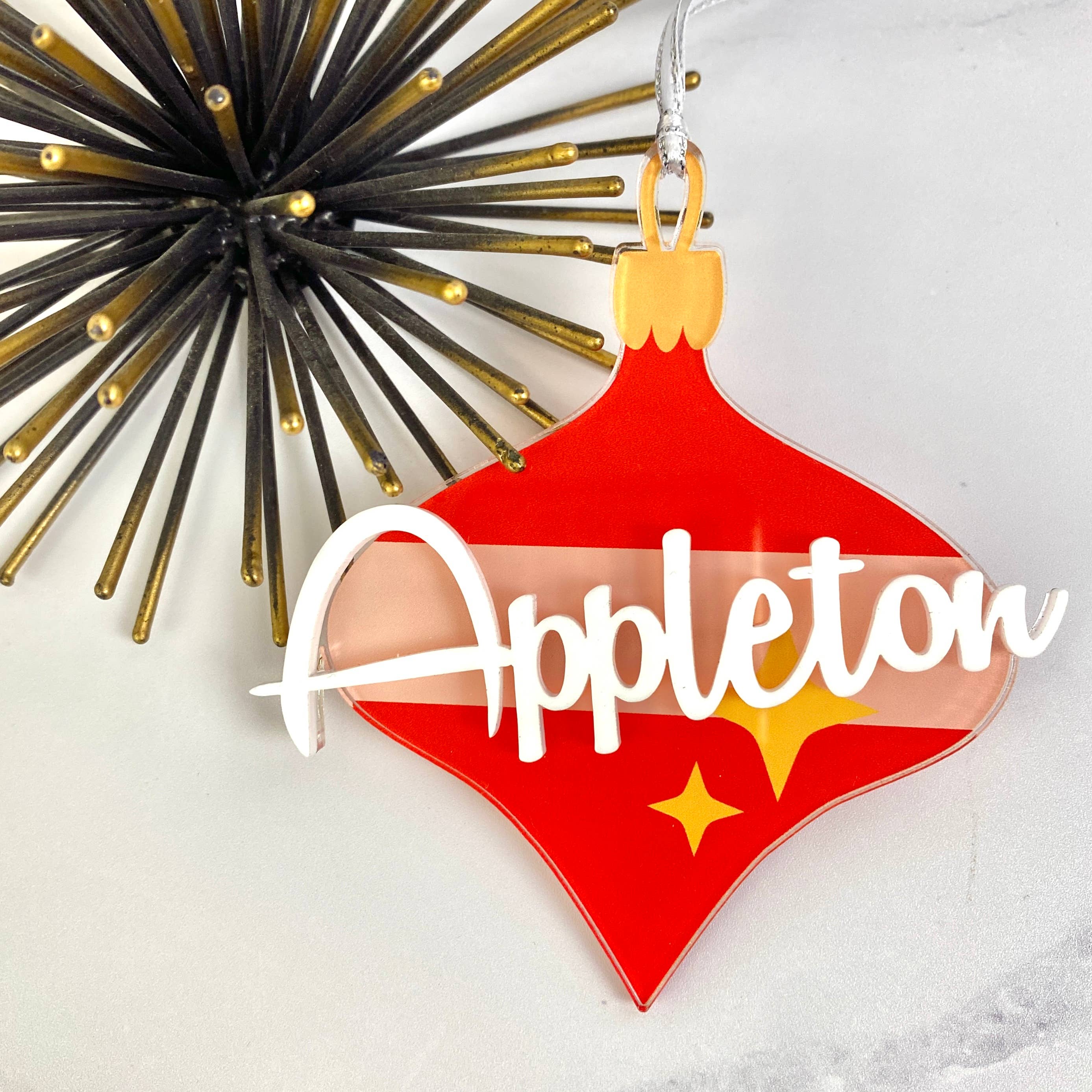 Atomic Kraftworks - Wholesale Ornament - Vintage Bauble Customizable [Your City] Ornament9