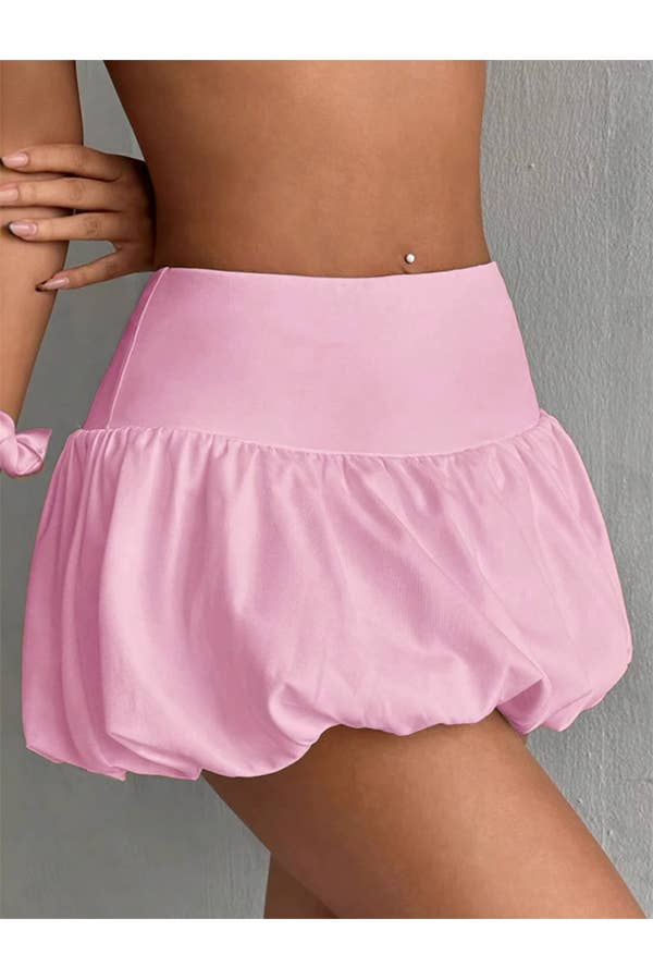 Color 5 – wholesale Skirt – Women’s – Balloon bubble ruffle mini  skirt  w/lining and shorts under1