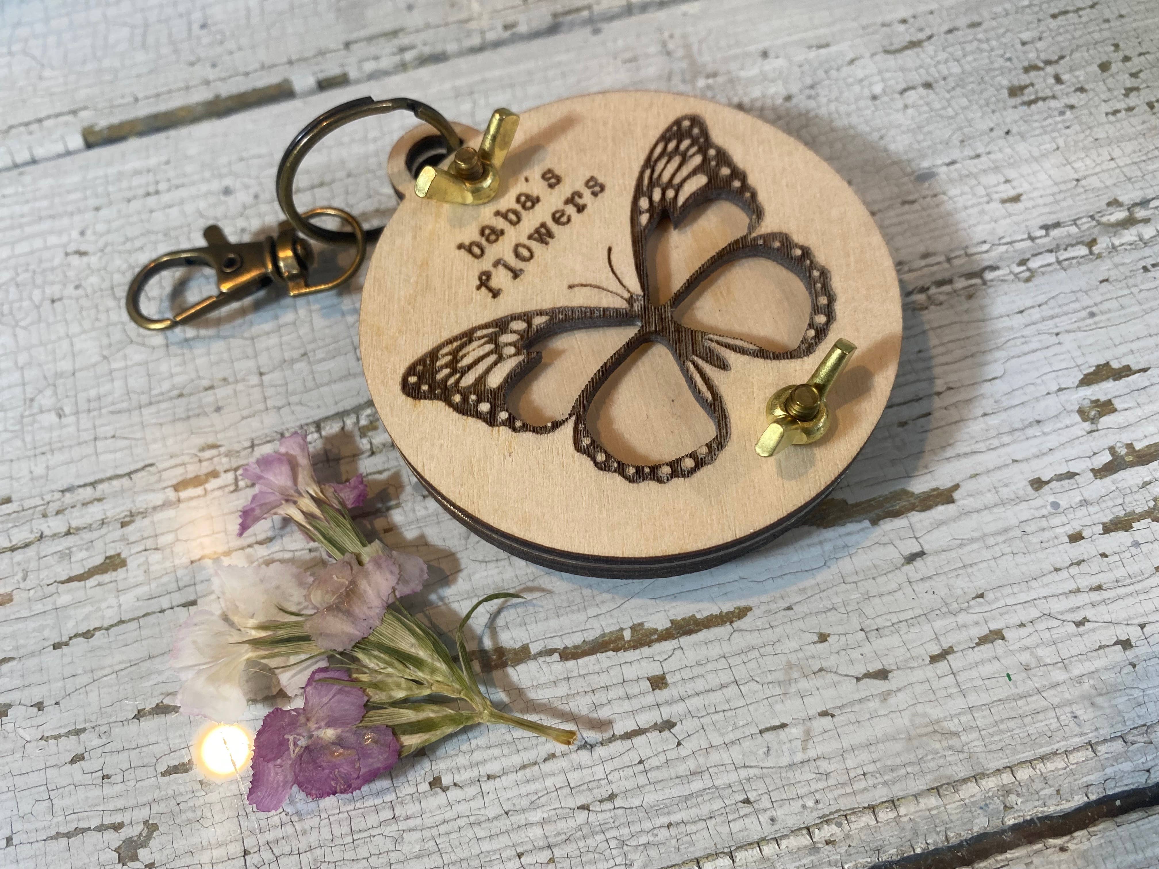Holly Hills Lane - Wholesale Keychain – Women's - Mini Flower Press Keychain with Butterfly Theme8
