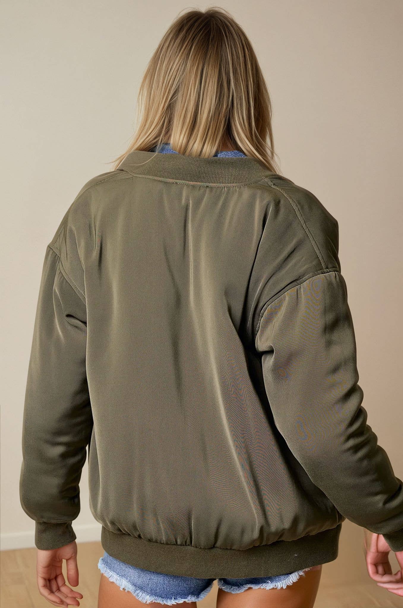 Doe and Rae - Wholesale Bomber Jacket - Women's - Drop Shoulder Bomber Jacket - 10260J-16