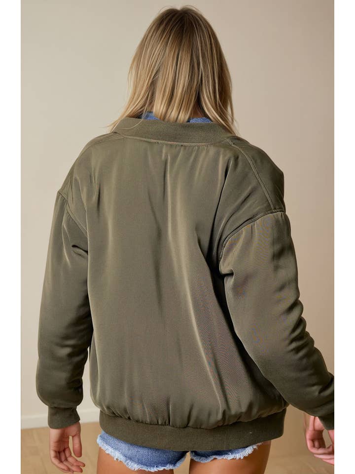 Doe and Rae - Wholesale Bomber Jacket - Women's - Drop Shoulder Bomber Jacket - 10260J-16