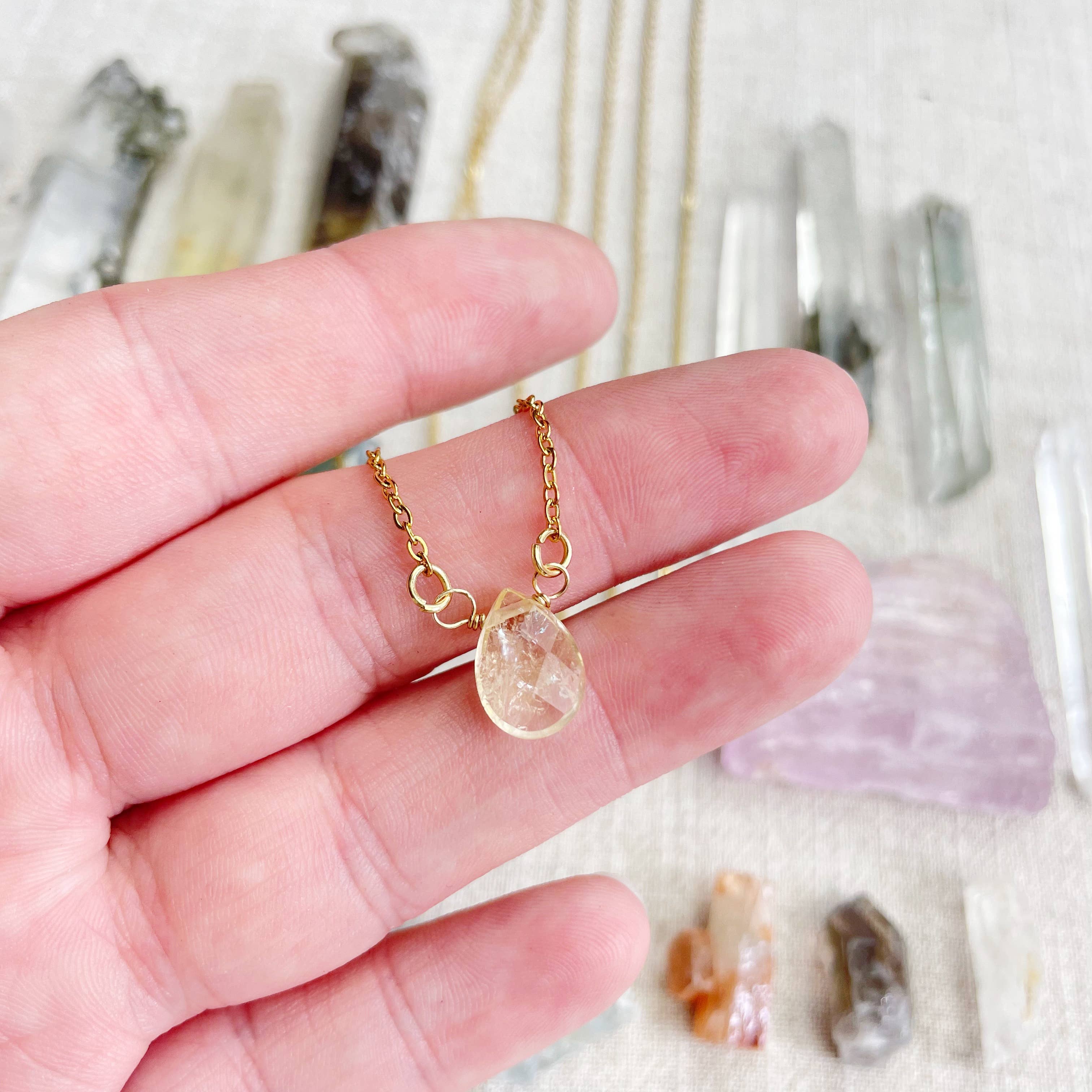 Ewelina Pas Jewelry - Wholesale Halskettinghanger - Citrien Geslepen Druppel Fijne Ketting6