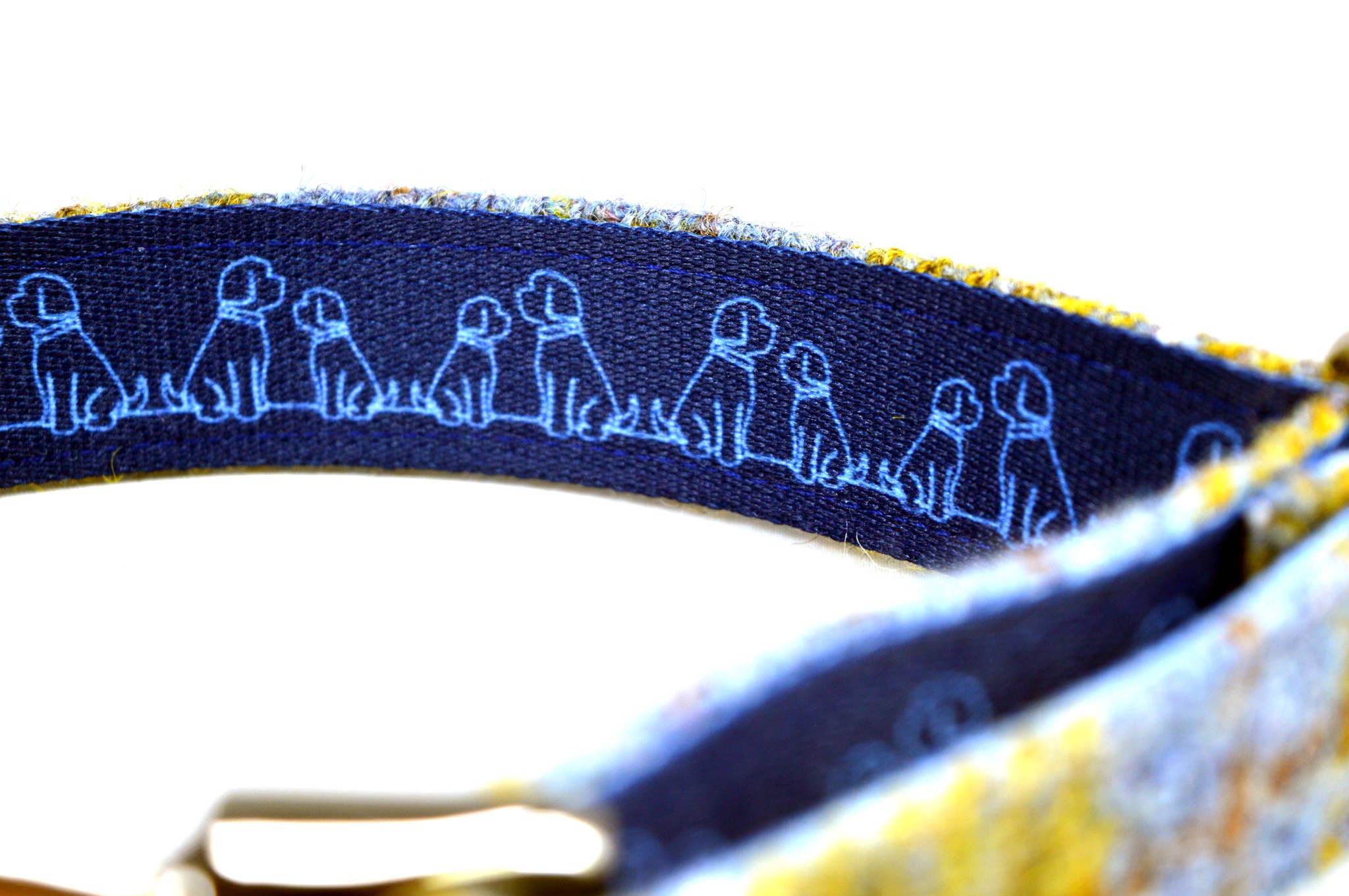 McDawg - Vente Collier – chien - Collier pour chien en tweed Harris moutarde et bleu1