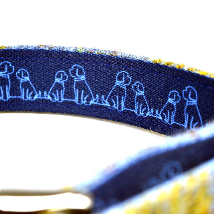 McDawg - Wholesale Pet Collar - Dog - Mustard and Blue Harris Tweed Dog Collar1