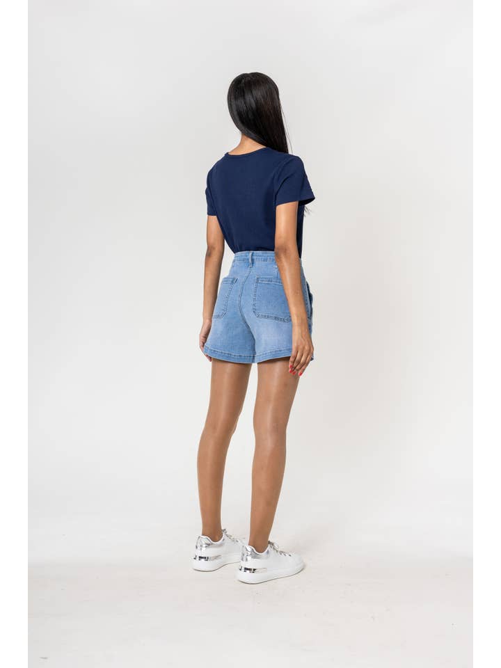Nina Carter - Wholesale Shorts - Women's - Denim High Waisted Stretch Denim Shorts P20621