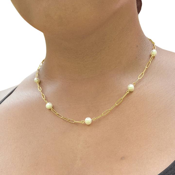 Pearl Paperclip Necklace | June for wholesale by The Casson Collection