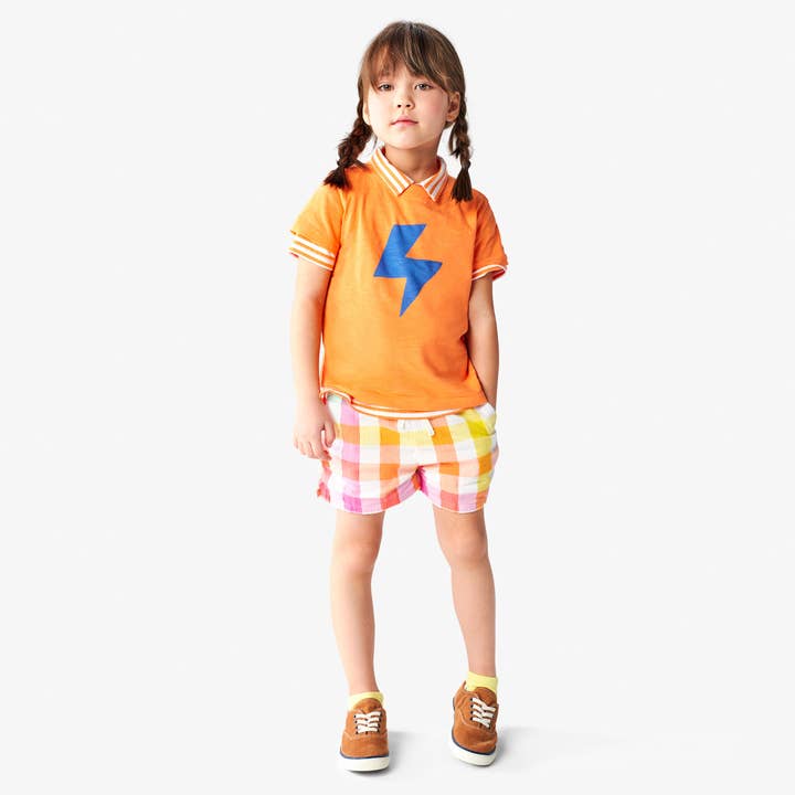 Kids Beach Short In Rainbow Gingham for wholesale on Faire