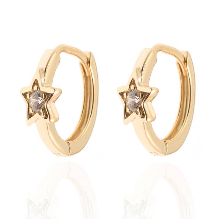 Boucles d'oreilles longues avec zircone - étoile - salle de bain pour la vente par Buganto