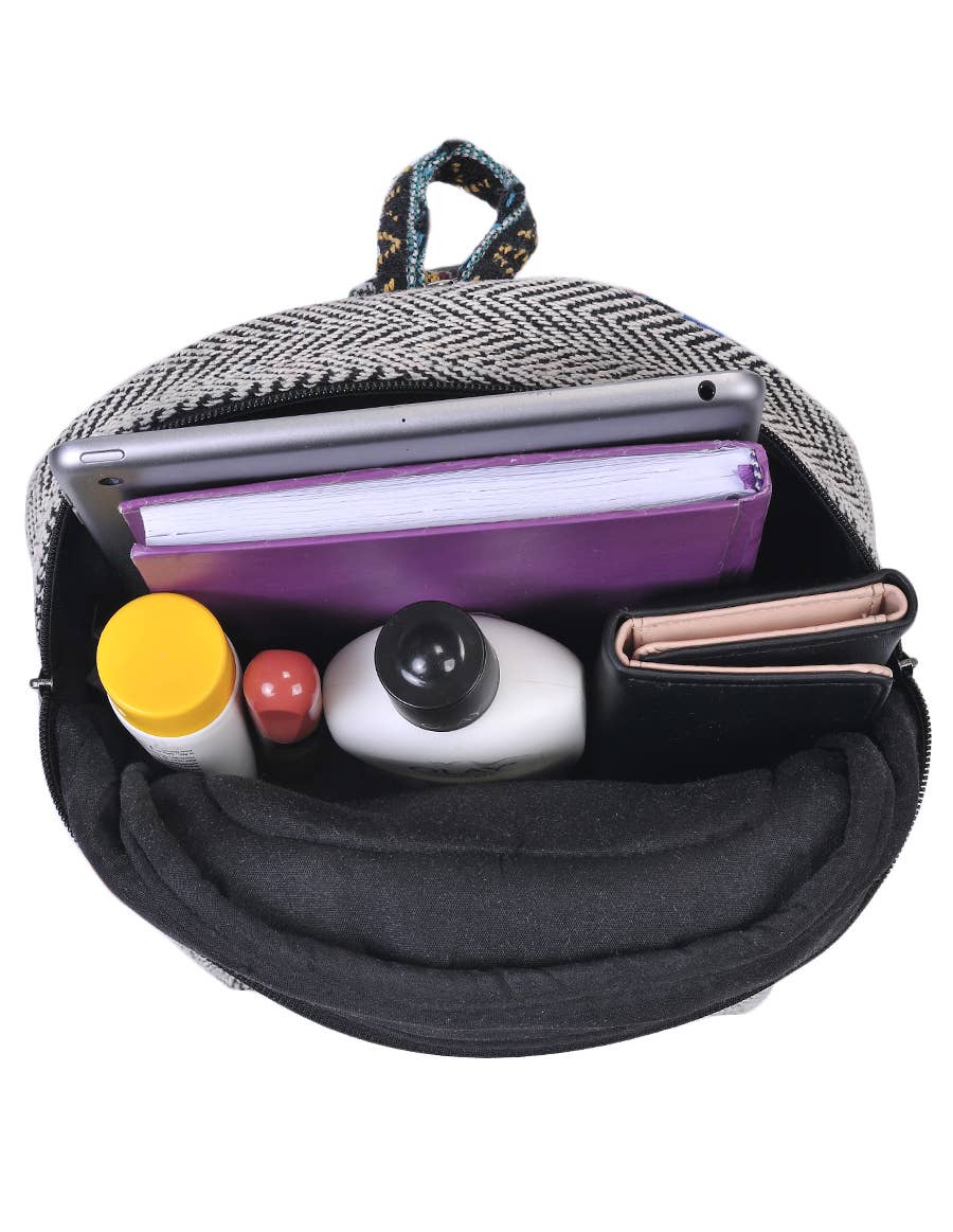 The Collection Royal / Royal Handicrafts - Vendita all'ingrosso Zaino - Donna - Zaino da giorno Mini Hippie Boho in cotone patchwork in canapa2