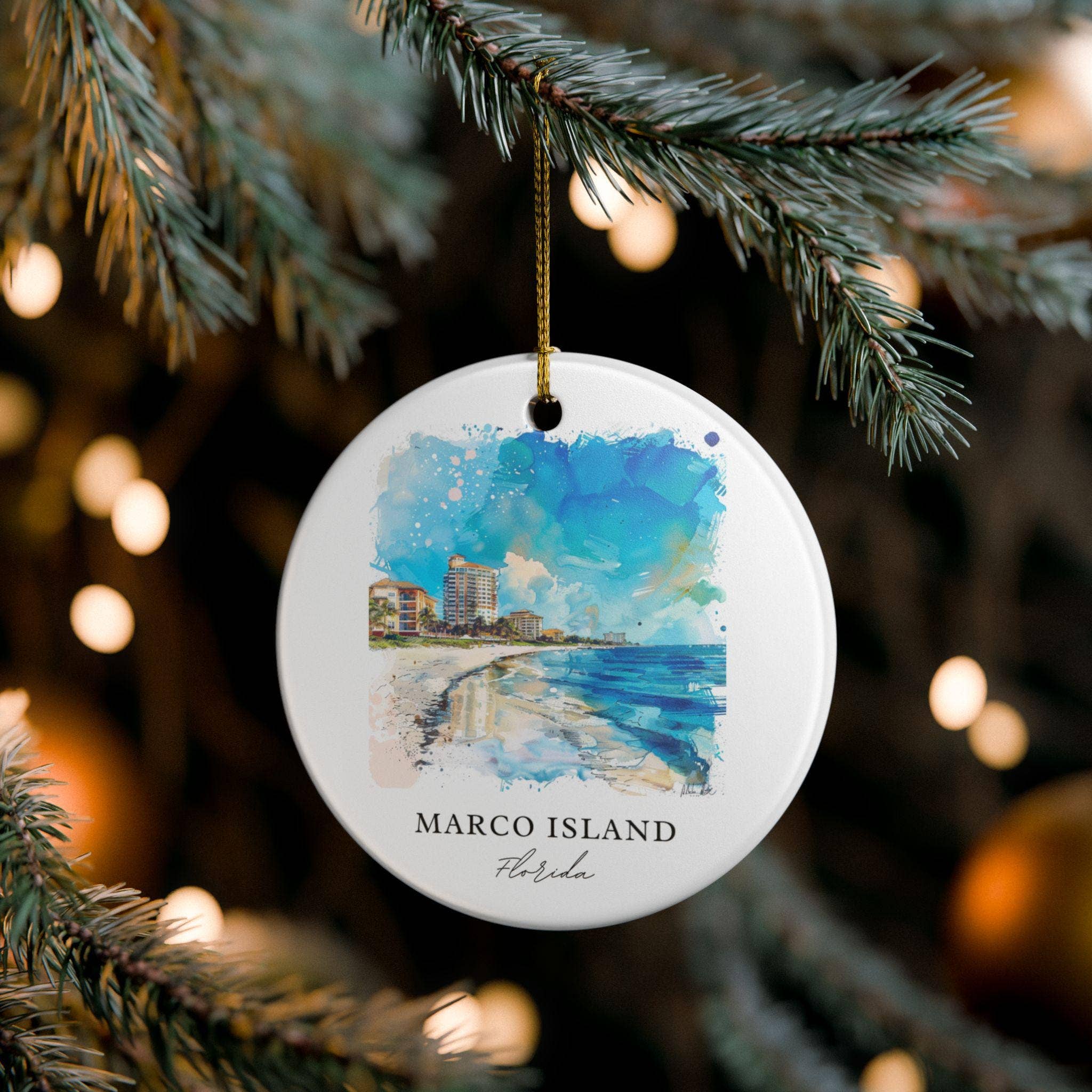 Premium Travel Art - Vendita all'ingrosso Decorazione - Ornamento di Marco Island: Souvenir Unico di Marco Island, Decorazione Natalizia di Marco Island e Autentico Regalo di Marco Island FL0