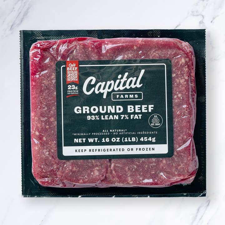 Capital Farms Meats & Provisions - Wholesale Beef - Ground Beef 93% Lean 7% Fat - 1lb | In-Store0