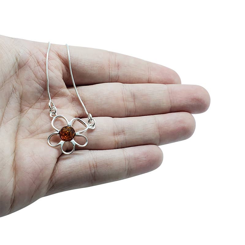 Amberman - Wholesale Pendant/Charm Necklace - Cognac Amber Sterling Silver Necklace2