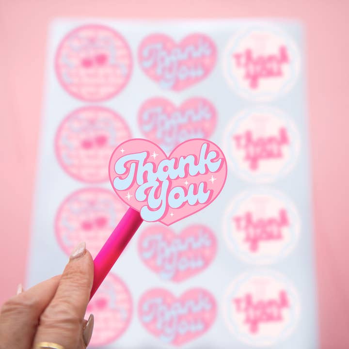Bows & Checks Thank You Stickers | 2" Matte | 48pk for wholesale by Picksie Mailers